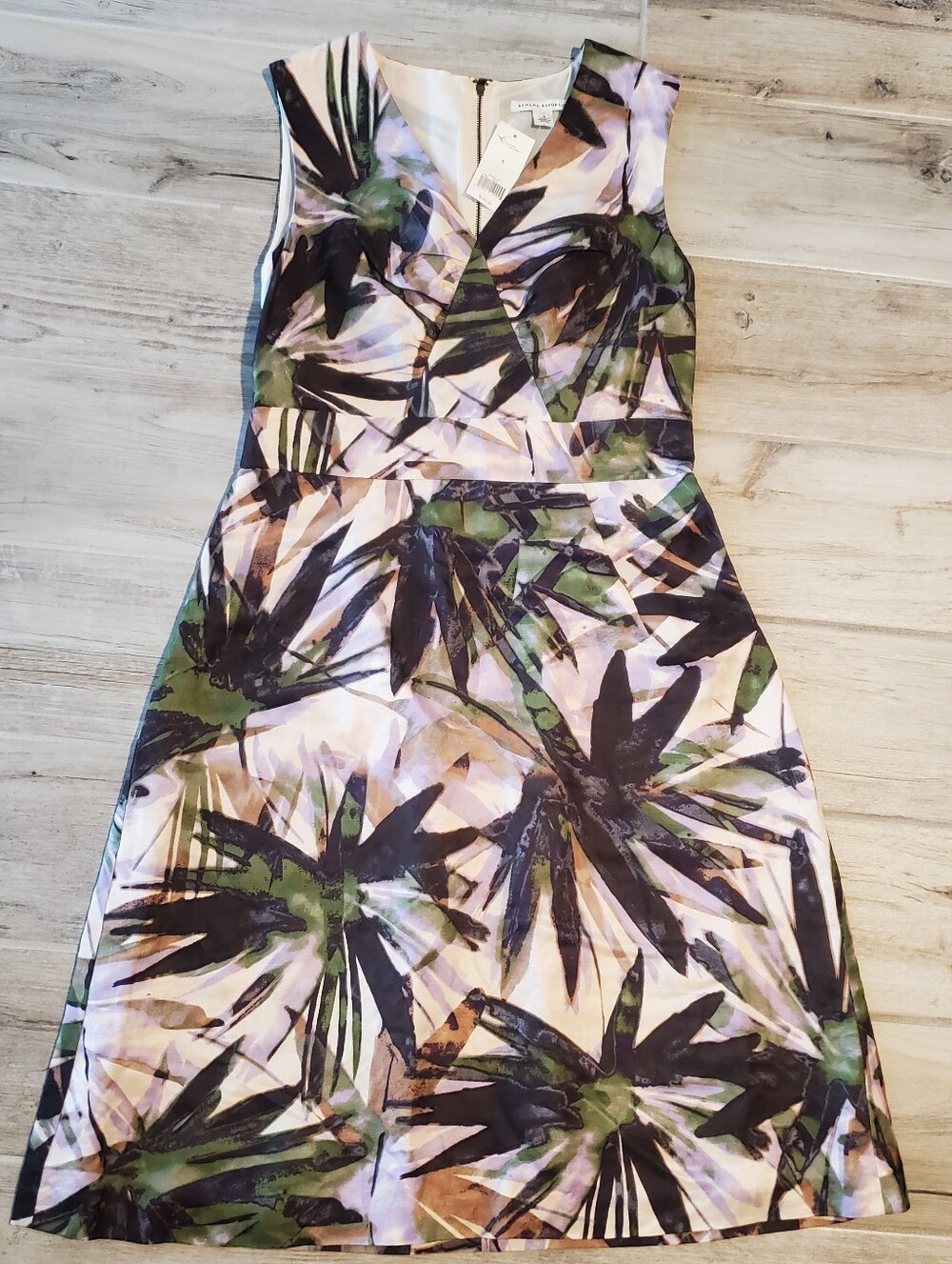 Banana Republic Linen Blend Dress Sleeveless Tropical Floral Print Sz 4 NWT